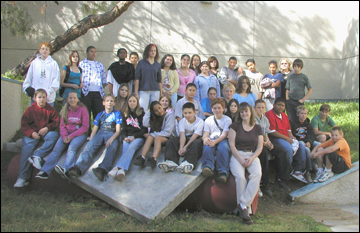 James Monroe students pictured with Heather Ostash (lower right)