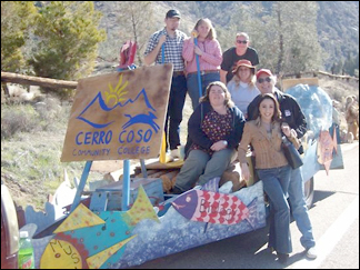 Students show off their float