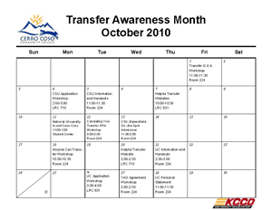 Transfer Events Calendar PDF